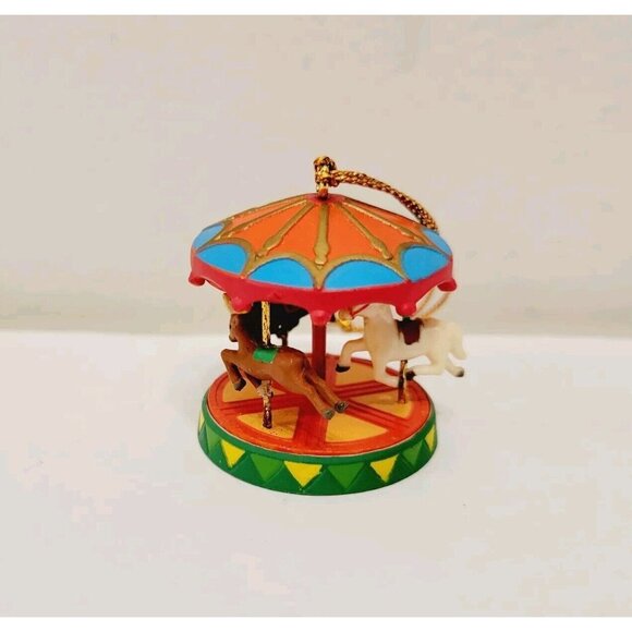 Vtg Enesco Small Wonders Mini Horse Carousel Merry Go Round Holiday Ornament - Picture 2 of 3